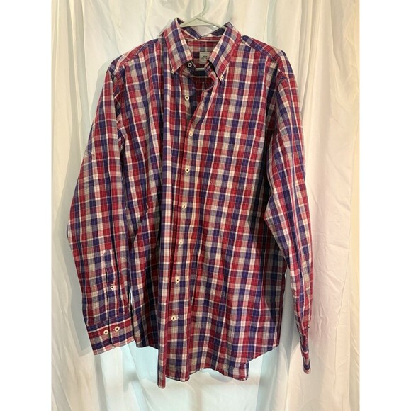 Peter Millar Shirt Men Large L Button Up Purple Red Pink Tattersall Check - Picture 1 of 4